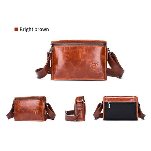 BULL CAPTAIN Leather Shoulder Messenger Bag For Men(Brown)