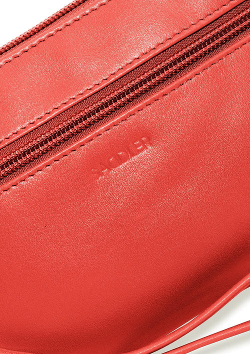 SADDLER SCARLETT Leather Zip Top Mini Clutch - Phone Holder with Detachable Wrist Strap - RFID Protected